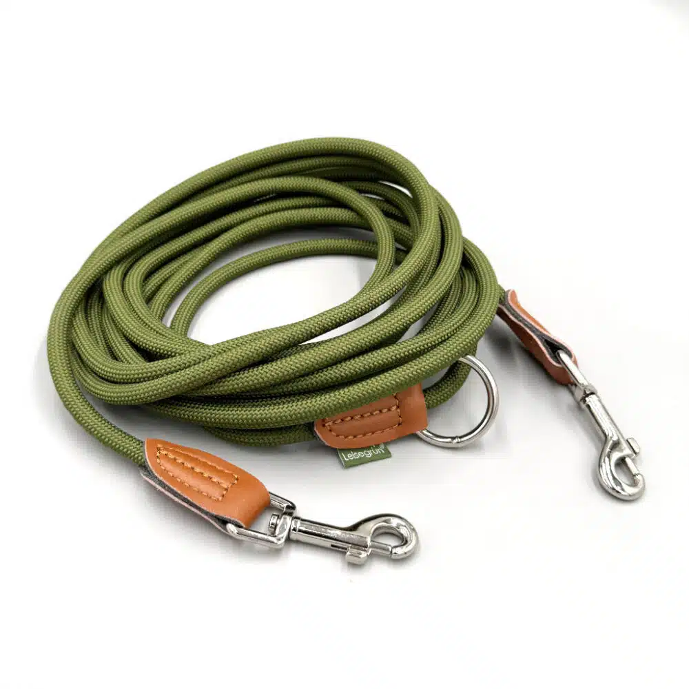 5m lange Hundeleine aufgerollt auf weißem Hintergrund