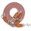 Nylon Hundeleine 2 m lang, in Altrosa mit zwei Karabinern und Lederverstärkungen