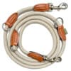 Nylon Hundeleine 2 m lang, sandfarben mit zwei Karabinern und Lederverstärkungen