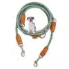 Nylon Hundeleine 2 m in hellem Grün mit zwei Karabinern und Lederverstärkungen