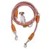 Nylon Hundeleine 2 m lang, in Altrosa mit zwei Karabinern und Lederverstärkungen