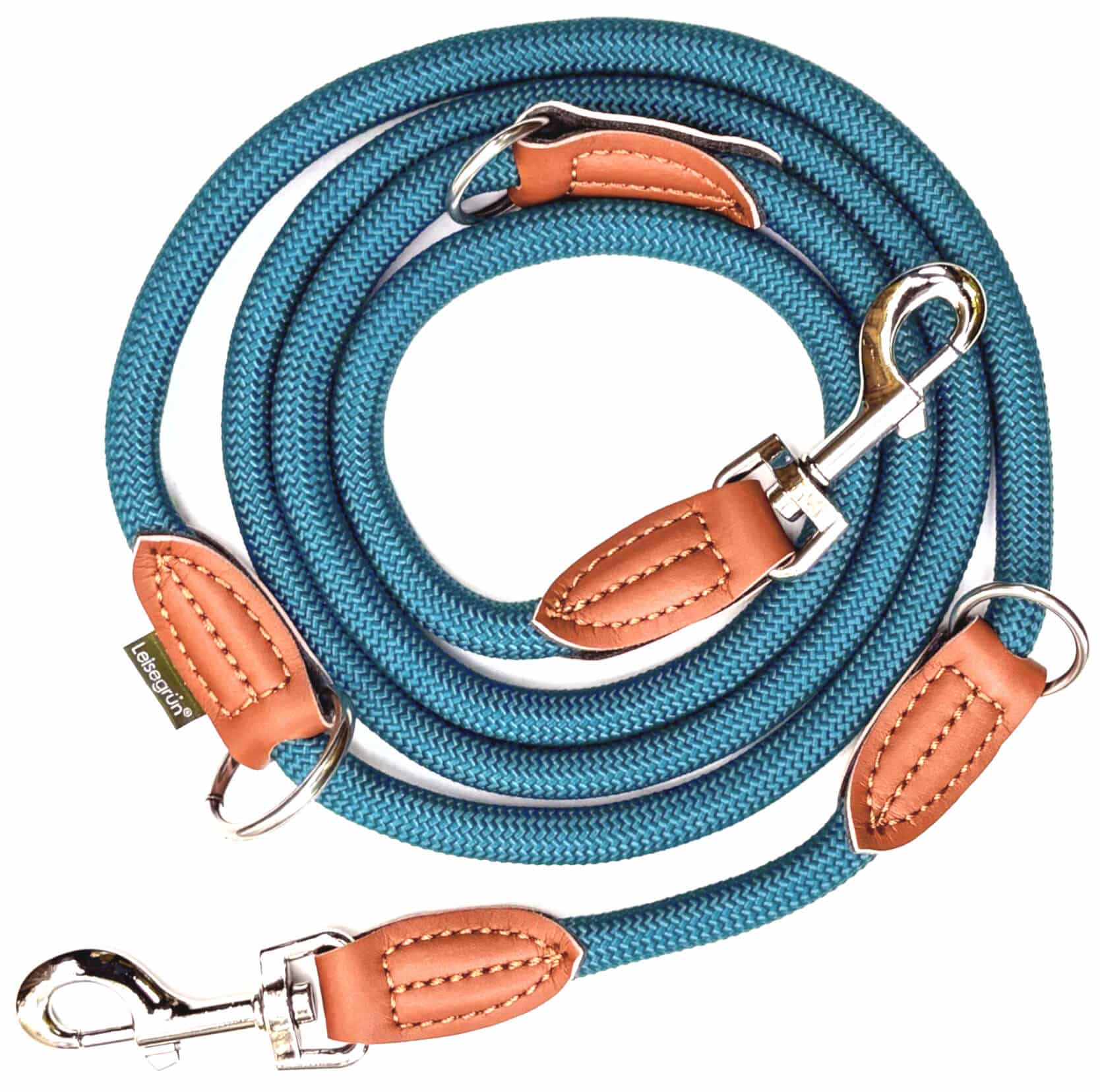 Leisegrün Devon Nylon Hundeleine 2m für große Hunde - Petrol