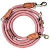 Nylon Hundeleine 2 m lang, in Altrosa mit zwei Karabinern und Lederverstärkungen