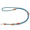 Nylon Hundeleine 2 m in Blau mit zwei Karabinern und Lederverstärkungen